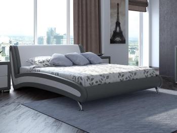 Мягкая Кровать Орматек Corso-2 (Экокожа Серый с белым) 140x200