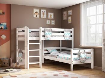 Детская модульная кровать Райтон Кровать модульная Соня №7 80×190 Массив (сосна) (Белая эмаль)
