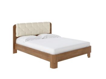 Мягкая Кровать Wood Home 1 (Экокожа Антик (сосна) с брашированием/Молочный перламутр (5061)) 180x210