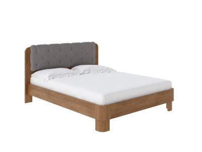 Мягкая Кровать Wood Home 1 (Искусственная шерсть Антик (сосна) с брашированием/Лама Светло-серый) 90x200 фото #1