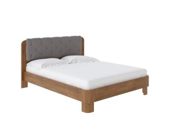 Мягкая Кровать Wood Home 1 (Искусственная шерсть Антик (сосна) с брашированием/Лама Светло-серый) 90x200