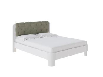 Кровать Wood Home Lite 1 (ЛДСП+ткань ЛДСП Белый жемчуг/Белая эмаль (сосна)/Лофти Олива) 140x210