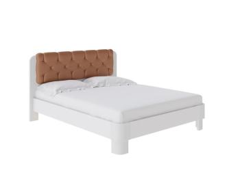 Кровать Wood Home Lite 1 (ЛДСП+Экокожа ЛДСП Белый жемчуг/Белая эмаль (сосна)/Бронзовый перламутр (5069)) 120x210