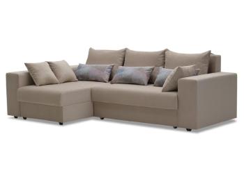 Орматек Угловой диван-кровать Каприо (левый) (Ткань: Велюр Киви 81 бежевый/Inside grey разноцветный) 200x140
