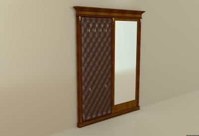 Панель-вешалка с зеркалом со стежкой напольная (1740х110х2140), эмаль фото #1