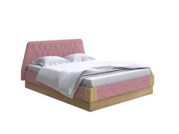 Кровать Райтон Lagom Hill Soft с подъемным механизмом 180×200 Ткань/Массив (береза) (Levis 62 Розовый/Масло-воск Natura (Береза))