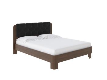 Мягкая Кровать Wood Home 1 (Ткань: Велюр Орех (сосна) с брашированием/Лама Темно-серый) 80x200