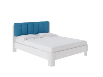 Кровать Орматек Wood Home Lite 2 (ЛДСП+ткань ЛДСП Белый жемчуг/Белая эмаль (сосна)/Тетра Голубой) 200x220