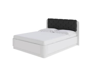 Кровать Орматек Wood Home Lite 1 с подъемным механизмом (ЛДСП Белая+экокожа ЛДСП Белый жемчуг/Белая эмаль (сосна)/Черный (TM-6)) 160x220