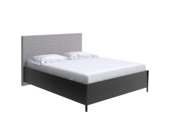 Кровать Rona (ЛДСП Черная+ткань Черный/Levis 25 Светло-коричневый) 90x200