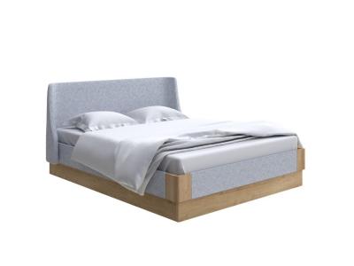 Кровать Райтон Lagom Side Soft с подъемным механизмом 200×200 Ткань/Массив (бук) (Levis 83 Светло-Серый/Масло-воск Natura (Бук)) фото #1