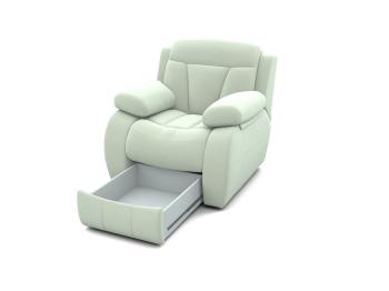 Кресло Орматек с ящиком Манчестер (Ткань: Экозамша Breeze Ivory) 106x104