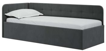 Кровать Лита 900 с латами (левая) Велюр, 90х200 см, универсальный, 208.5, Велюр, Antracite, Antracite, 90х200 см, универсальный, 208.5