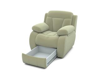 Кресло Орматек с ящиком Манчестер (Ткань: Экозамша Breeze Latte) 106x104