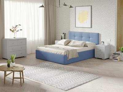Мягкая Кровать Орматек Uno (Ткань: Рогожка Тетра Голубой) 160x200 фото #1