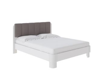 Кровать Орматек Wood Home Lite 2 (ЛДСП+ткань ЛДСП Белый жемчуг/Белая эмаль (сосна)/Лама Светло-серый) 160x200