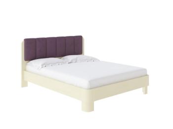 Мягкая Кровать Wood Home 2 (Ткань: Микрофибра Слоновая кость (сосна) с брашированием/Diva Вечерний ирис) 200x190