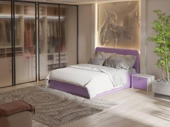 Мягкая Кровать Mia с подъемным механизмом (Ткань: Велюр Forest 741 Светло-фиолетовый) 160x200