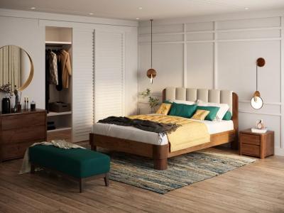Мягкая Кровать Орматек Wood Home Lite 2 (ЛДСП+Экокожа ЛДСП Бунратти/Антик (сосна)/Бежевый (Terra-101)) 160x200 фото #1