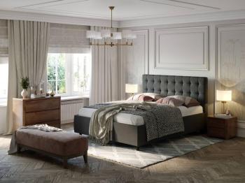 Мягкая Кровать Орматек Scarlett (Ткань: Велюр Forest 17 Серый) 120x200