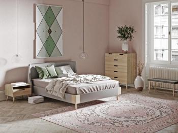 Кровать Райтон Lagom Side Soft 80×200 Ткань/Массив (береза) (Levis 85 Серый/Масло-воск Natura (Береза))