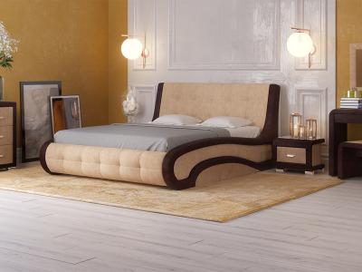 Мягкая Кровать Орматек Leonardo с подъемным механизмом (Экокожа Кремовый с коричневым) 160x190 фото #1