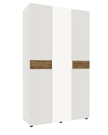 Шкаф распашной Лотос с зеркалом 3-х дверный 1200 ЛДСП, ЛДСП, Белый (тиснение), Белый (тиснение), Дуб крафт