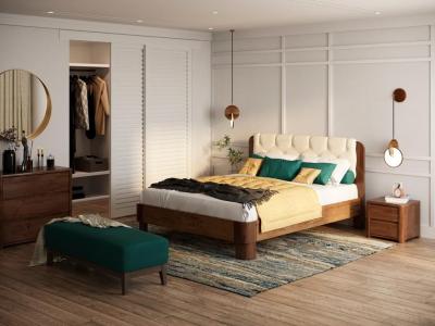 Мягкая Кровать Wood Home Lite 1 (ЛДСП+Экокожа ЛДСП Бунратти/Антик (сосна)/Кремовый (898)) 200x190 фото #1