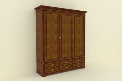 Шкаф трехдверный с 6 ящиками (1870х450х2140), шпон вишни, ясеня, дуба фото #1