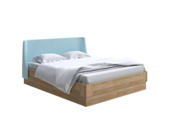 Кровать Райтон Lagom Side Wood с подъемным механизмом 140×190 Ткань/Массив (бук) (Scandi cotton 20 Голубой Лед/Масло-воск Natura (Бук))