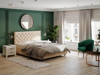 Кровать Райтон Teona Grand 80×190 Ткань: Велюр (Scandi Cotton 4 Бежевый)