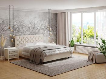 Кровать Райтон Teona 140×190 Ткань: Велюр (Ultra Суфле) со стразами