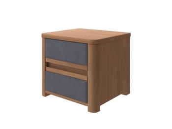 Тумба прикроватная Wood Soft (Ткань: Велюр Белая эмаль (сосна) с брашированием/Forest 17 серый) 45x40