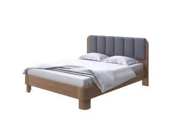 Мягкая Кровать Wood Home 2 (Ткань: Микрофибра Антик (сосна) с брашированием/Diva Маренго) 140x200