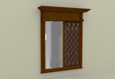 Вешалка настенная с зеркалом со стежкой (1390х340х1665), шпон вишни фото #1