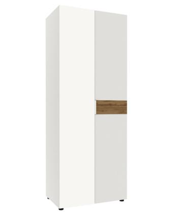 Шкаф распашной Лотос с зеркалом 2х-дверный 800 ЛДСП, ЛДСП, Белый (тиснение), Белый (тиснение), Дуб крафт