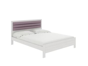 Кровать Райтон Prima 160×200 Ткань/Массив (Savana Berry (фиолетовый)/Белая эмаль (сосна))