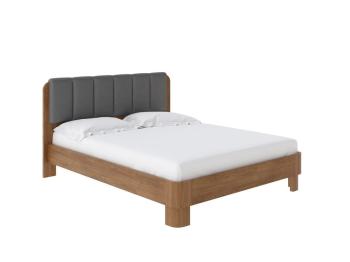 Мягкая Кровать Wood Home 2 (Экокожа Антик (сосна) с брашированием/Темно-серый) 90x210