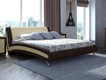Мягкая Кровать Орматек Corso-2 (Экокожа Коричневый с кремовым) 180x200