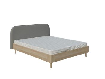 Кровать Райтон Lagom Plane Wood 160×190 Ткань/Массив (береза) (Лама Светло-серый/Масло-воск Natura (Береза))