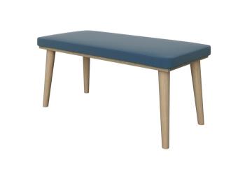 Банкетка Райтон широкая Lagom 90×40×42 Ткань/Массив (дуб) (Levis 83 Светло-Серый/Масло-воск Natura (Дуб))