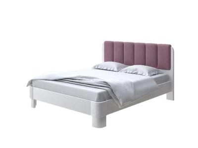 Мягкая Кровать Wood Home 2 (Ткань/Массив Белая эмаль (сосна) с брашированием/Diva Вяленая слива) 160x200 фото #1