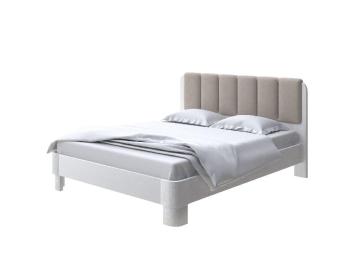 Мягкая Кровать Wood Home 2 (Ткань: Микрофибра Белая эмаль (сосна) с брашированием/Diva Тауп) 160x210