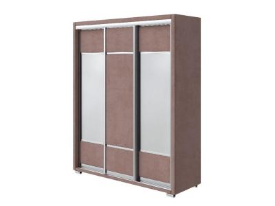 Шкаф Орматек Шкаф-купе 3х дв Orma Soft 2 (2 зеркала) (Ткань: Велюр Ultra Горячий шоколад) 177x60 фото #1