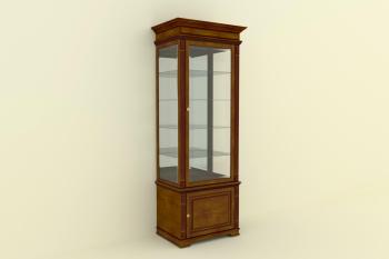 Витрина стеклянная с нижней дверкой (720х500х2200), шпон вишни