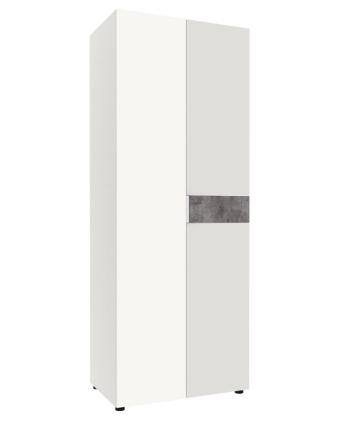 Шкаф распашной Лотос с зеркалом 2х-дверный 800 ЛДСП, ЛДСП, Белый (тиснение), Белый (тиснение), Бетон серый