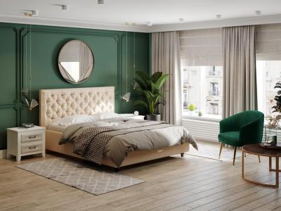 Кровать Райтон Teona Grand 140×220 Ткань: Велюр (Ultra Мокрый асфальт) со стразами фото #1