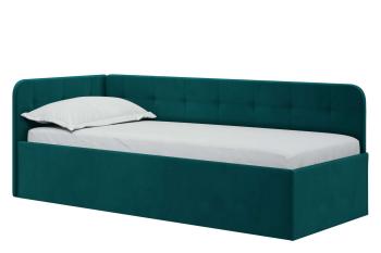 Кровать Лита 900 с латами (левая) Велюр, 90х200 см, универсальный, 208.5, Велюр, Emerald, Emerald, 90х200 см, универсальный, 208.5