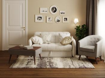 Диван-кровать Райтон Mellow Hard 160×210 Ткань: Велюр (Shaggy Lilac)