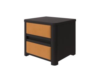 Тумба прикроватная Wood Soft (Ткань: Микрофибра Венге (сосна) с брашированием/Diva Шафран (308)) 45x40